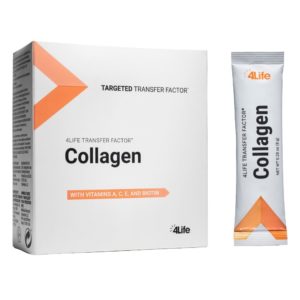 4Life Collageen - vitamine A, C, E en Biotin, Transfer Factor - bloedvaten, botten, huid, haar, tanden - 15 zakjes aardbeien/mango smaak-image
